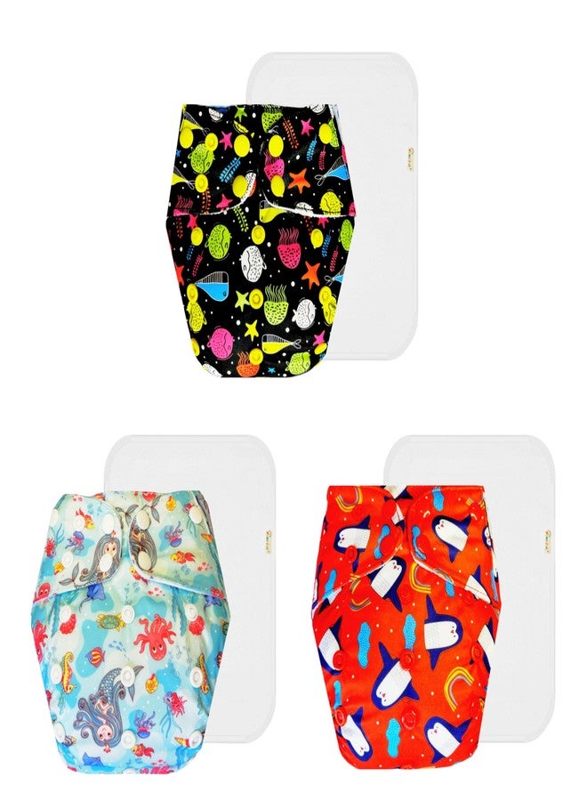 Dumbledo Premium Cloth Diaper with Cotton Insert (Pack of 3) | Soft & Gentle | 6-Layer Absorbent Pad | Quick Dry | Perfect for Indian Summers | 3 Months - 3 Years | Unisex Baby - Image 1