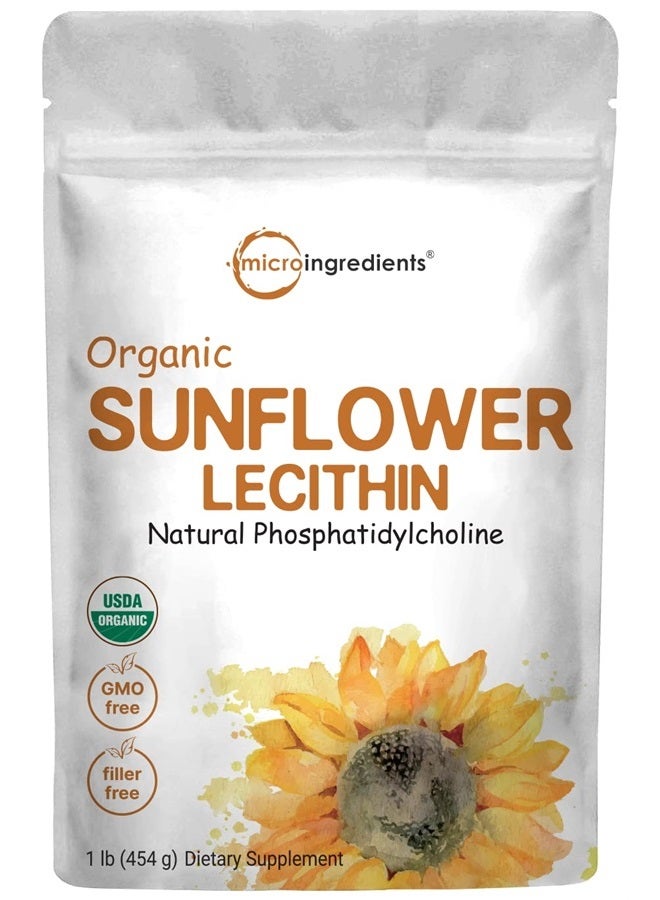 Micro Ingredients Sustainably US Grown, Organic Sunflower Lecithin Powder, 1 Pound, Sustainable Farmed, Cold Pressed, Rich in Phosphatidyl Choline and Protein, Making Liposomal Vitamin C, Lactation Supplement, Non-GMO  - Image 3