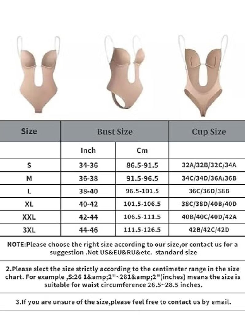 RATSAW Strapless Backless Bras for Women Bodysuit Party Dress Invisible Bra Women's Backless Bodysuits Beige S - Image 2