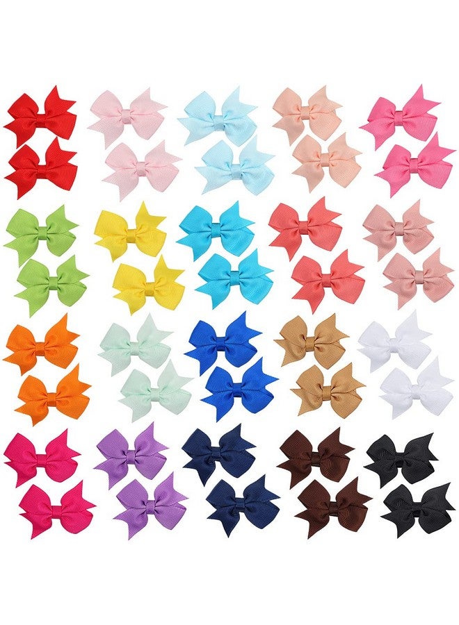 EWINEVER 40 Pieces Baby Hair Clips Mini Hair Clips for Girls 2 Inch Grosgrain Ribbon Hair Bows Baby Girls Alligator Hair Barrettes Hair Accessories for Girls Kids Baby Toddlers (20 Colors) - Image 2