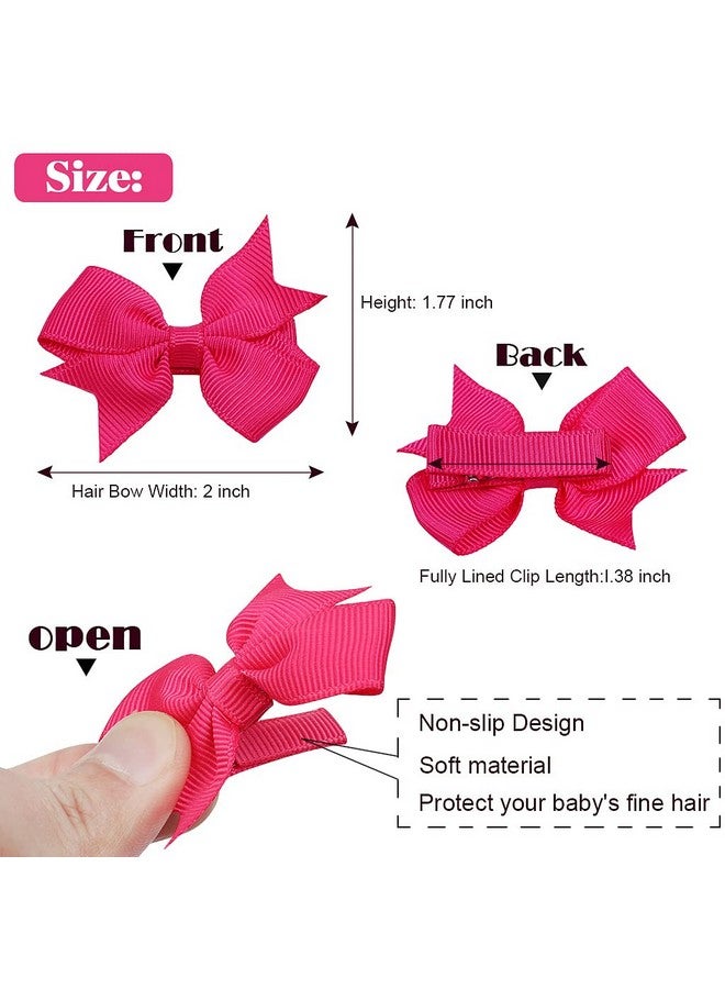 EWINEVER 40 Pieces Baby Hair Clips Mini Hair Clips for Girls 2 Inch Grosgrain Ribbon Hair Bows Baby Girls Alligator Hair Barrettes Hair Accessories for Girls Kids Baby Toddlers (20 Colors) - Image 3