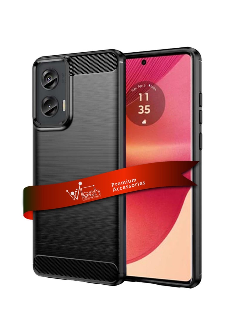 Wtech Motorola Edge 50 Fusion 5G 2024 Silicone Brushed Texture Protective Case Cover - Black - Image 1