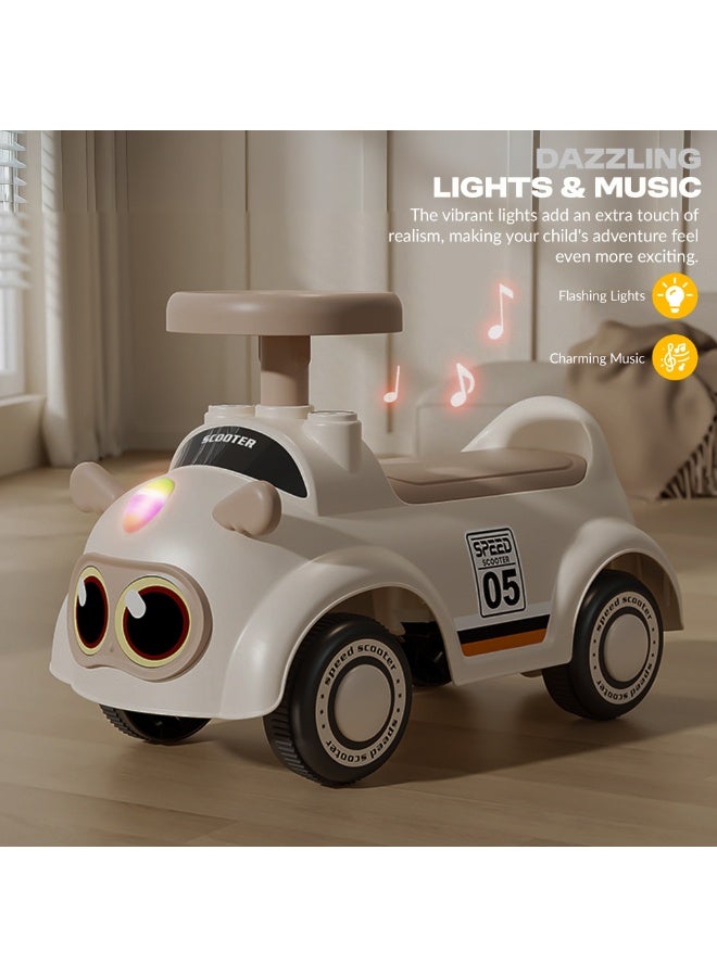 BAYBEE Buggy Baby Ride on Car for Kids, Toddler Ride on Baby Car with Lights, Music, and Storage Space | Kids Push Car for Baby | Children Push Ride on Car for Kids Toddlers 1 to 3 Years Boy Girl White - Image 4