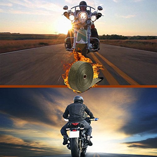 LEDAUT 2" x 50' Titanium Exhaust Heat Wrap Roll for Motorcycle Fiberglass Heat Shield Tape with Stainless Ties - Image 5
