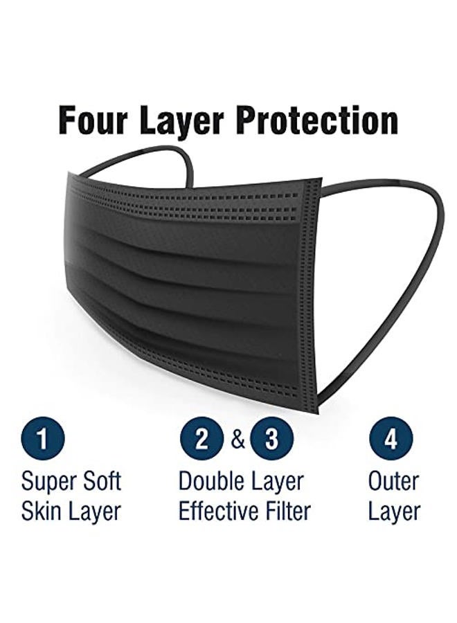 WeCare Disposable Face Mask Individually Wrapped - 50 Pack, Black 4 Ply Masks - Image 4