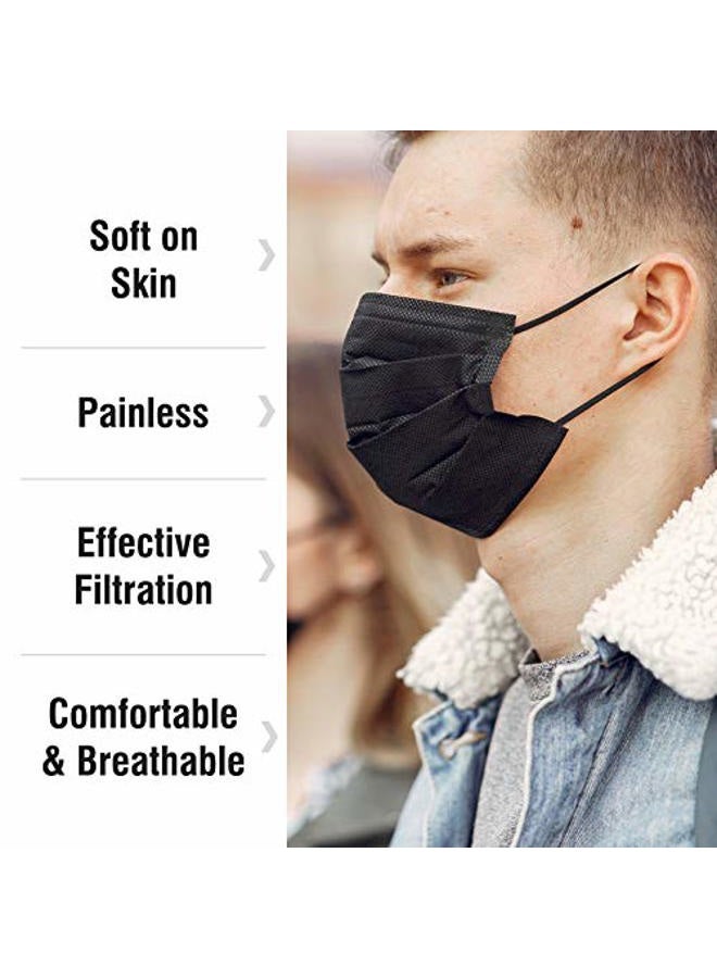 WeCare Disposable Face Mask Individually Wrapped - 50 Pack, Black 4 Ply Masks - Image 3