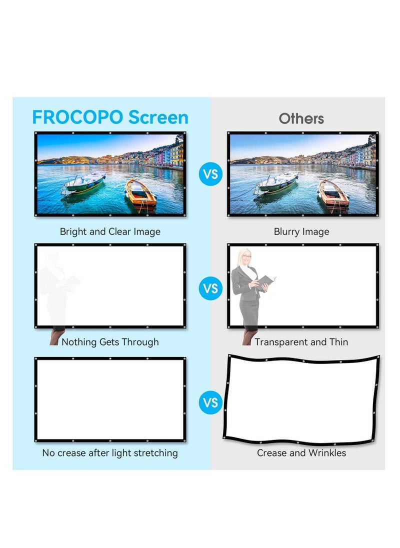 Projector Screen, 120 inch Outdoor Projector Screen, 16:9 Foldable Anti-Crease Portable Projection Movies Screens, Double Sided Washable, for Home Theater, Camping Party, Office - Image 4