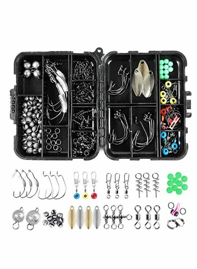 Excefore 155 Pcs Carp Fishing Tackle in Box, Fishing Accessories Kit Including Fishing Hooks, Safety Clips Hooks, Fishing Line Beads, Boilie Stops, Sea Beans, Tubing and other Accessories - Image 1
