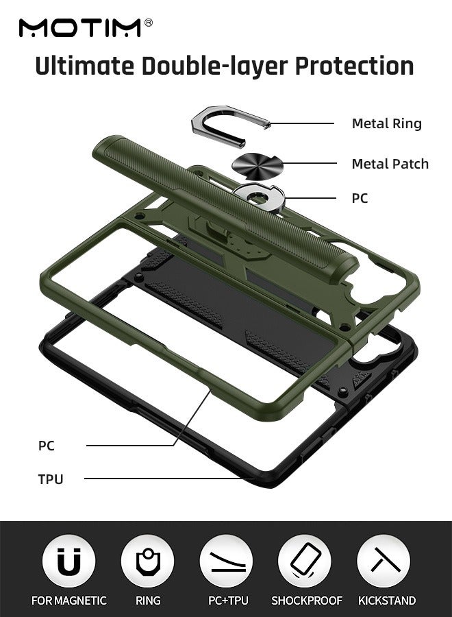 Motim Samsung Galaxy Z Fold 5 Case with Rotable Ring Holder, Armor Design Phone Case Cover, Protection Heavy Duty Built In Kickstand, Support Car Mount  - Image 3
