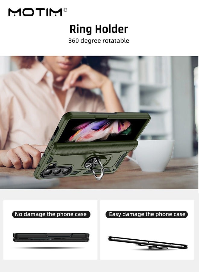 Motim Samsung Galaxy Z Fold 5 Case with Rotable Ring Holder, Armor Design Phone Case Cover, Protection Heavy Duty Built In Kickstand, Support Car Mount  - Image 5