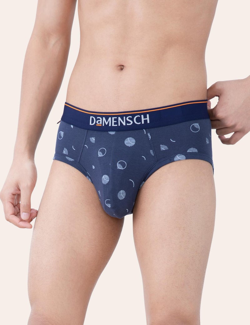 DAMENSCH Men's Cotton Blend Briefs (Pack of 3) (DAM-CTP-B-BLB-NVP-WGG-PACK-3-M_Blue Buzz, Navy Pixels, Wine Grid Game_M) - Image 4