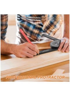 Generic Woodworking Scale Miter Saw Protractor Angle Level with Pencil Carpenter Angle Finder Measure Ruler Meter  - Image 2