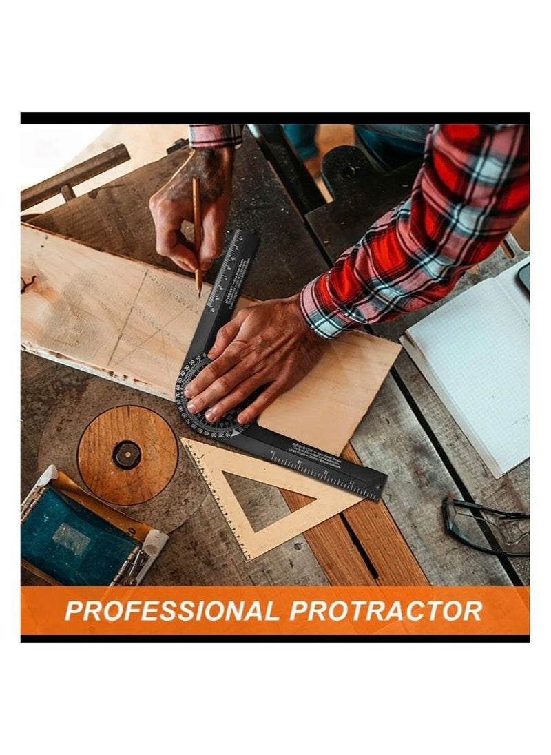 Generic - Woodworking Scale Miter Saw Protractor Angle Level with Pencil Carpenter Angle Finder Measure Ruler Meter - Image 1
