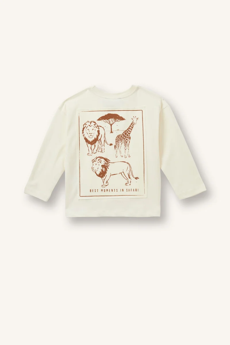 Defacto  Regular Fit Animal Print Long Sleeve T-Shirt  | Best Price UAE