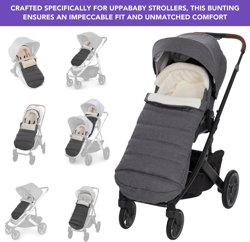 TRENDHUB Bunting Bag for UPPAbaby Vista, V2, V3, Cruz, V2, V3 RumbleSeat, V2, V3 Ridge, Minu Strollers, Warm and Ultra-Plush Waterproof Stroller Footmuff, Extendable Winter Stroller Cover, Sleeping Bag - Image 2