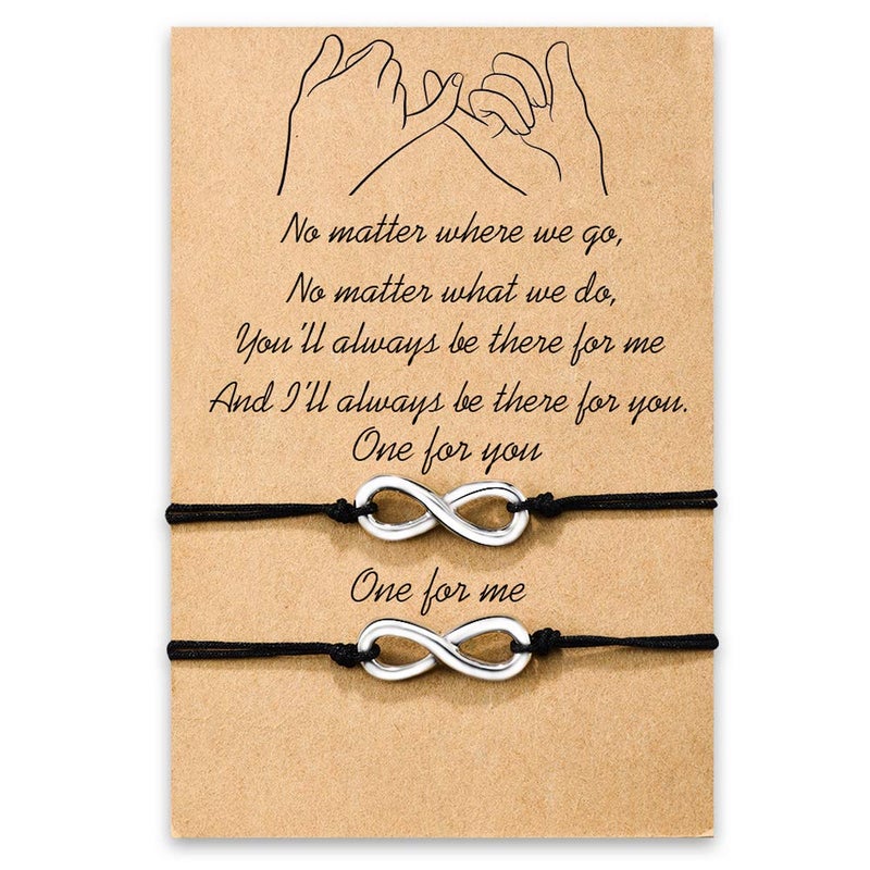 MANVEN Matching Bracelets for Couples Best Friends Pinky Promise Bracelets Birthday Gifts for Family Sister Women Men Girls - Image 1