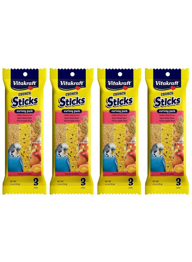 فيتاكرافت لعبة مكافأة الطيور الأليفة Vitakraft Crunch Sticks - عسل وبيض وتفاح - عبوة متنوعة من 12 عصا... - Image 1