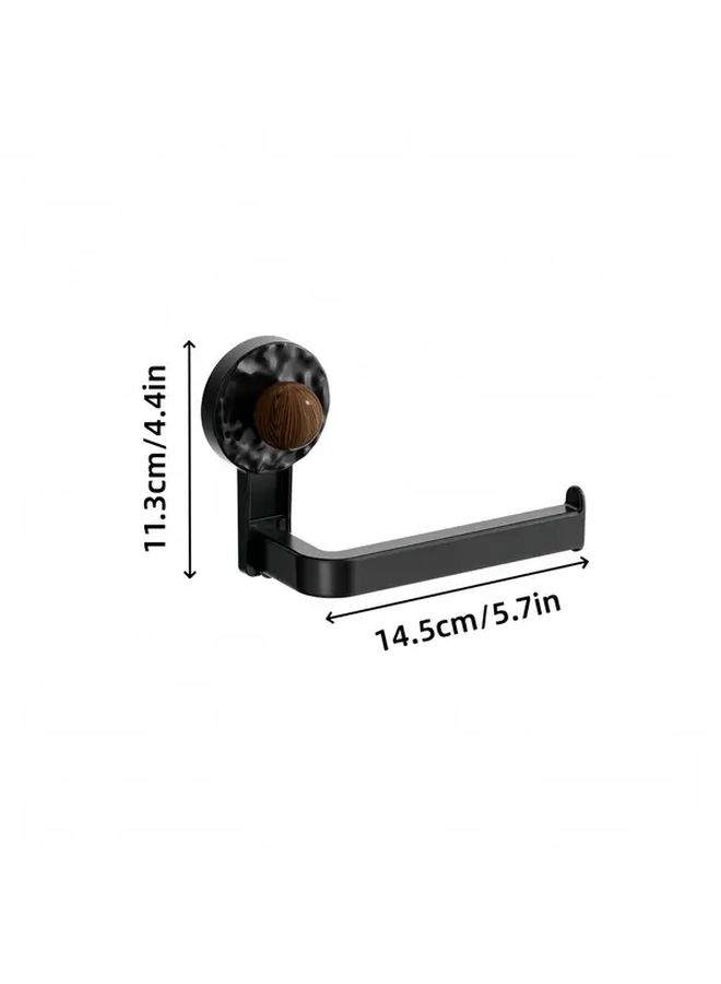 Black No Drill Toilet Paper Holder Wall Mounted Adhesive Bathroom Storage Organizer - Image 3