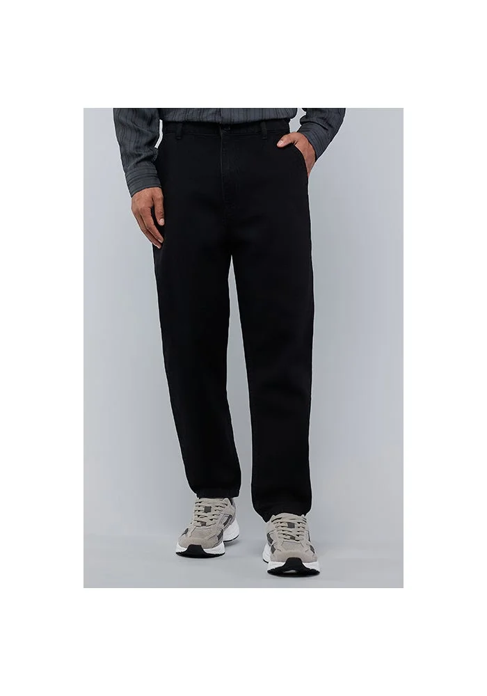 Solid Straight Fit Jeans with Button Closure