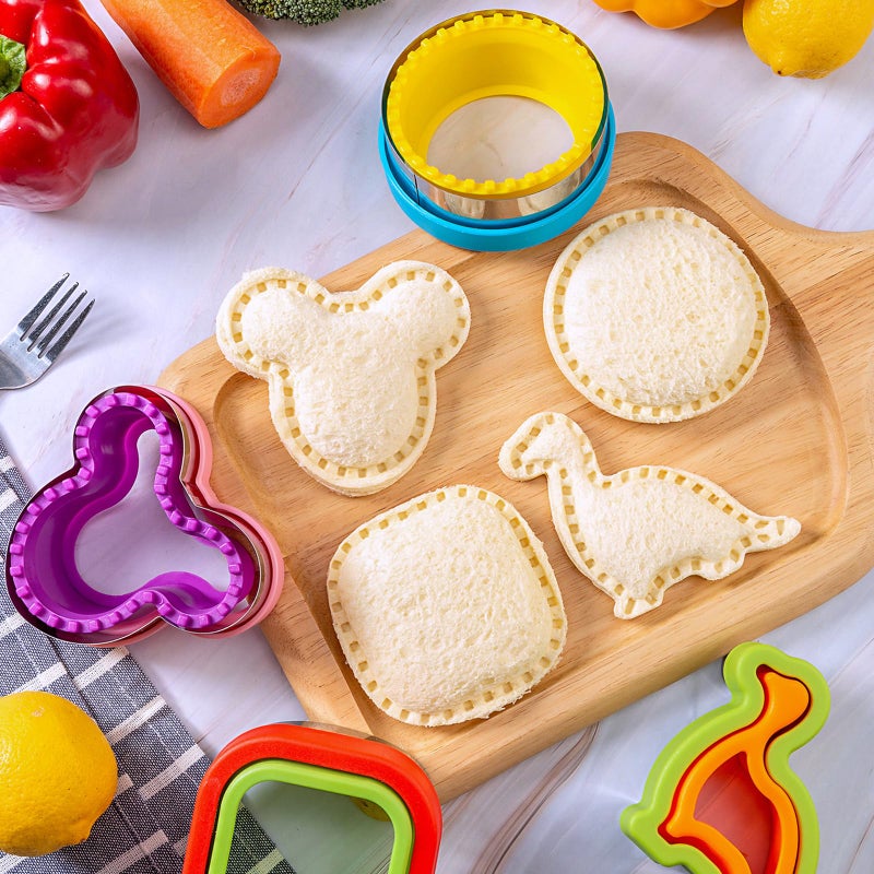 Nifogo Sandwich Cutter for Kids Lunch 22 Pcs (LARGE), Nifogo Sandwich Maker, Cookie Cutters and Sealer Set, Bread Decruster, Dinosaur Mickey Square Circle Shape for Boys Girls - Image 2