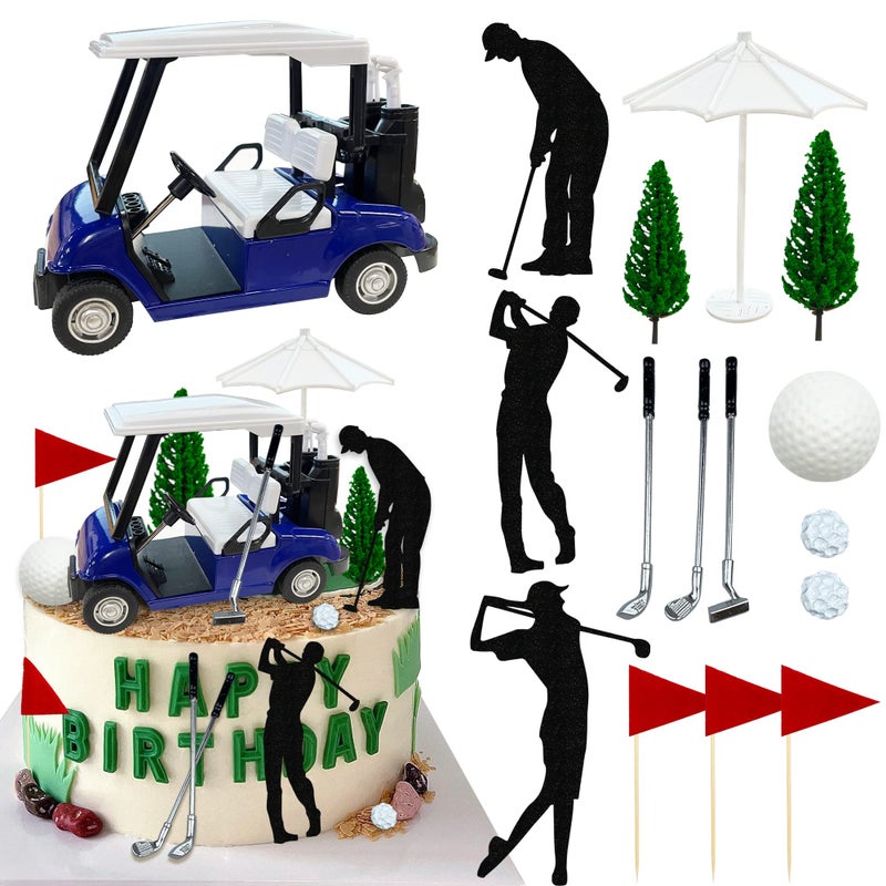 KDPATFAV 2026 New Golf Cake Decorations Heading for The Blue Cake Topper Birthday Decorations for Golfers with Cart Flag Golf Ball for Men Sport Golf Theme Party Supply - Image 3