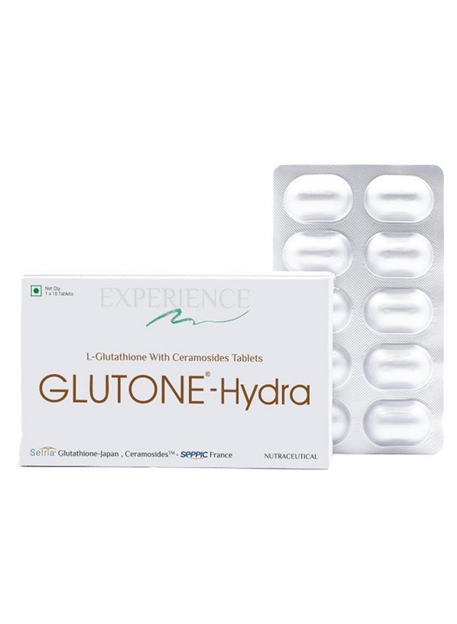 GLUTONE Glutone-Hydra | Setria Glutathione with Ceramosides Tablets for Dry Skin | For Glowing Hydrated Skin | Pack of 10 Tablets - Image 1