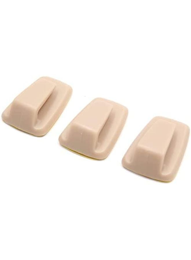 3 قطع من خطاف السيارة اللاصق البلاستيكي البيج حامل حقيبة المفاتيح والمحفظة 24x11x25 مم - Image 2