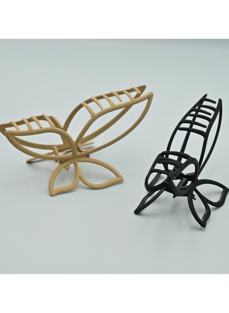 ZAAS Big Butterfly metal Hair Clips brown and black (pack of 2) - Image 3