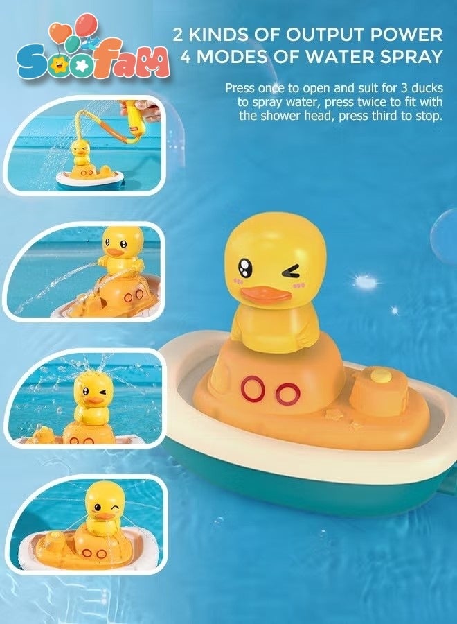 Soofam 8 Pieces Kids Cute Duck Bath Shower Head Toys Set with Anti-bacterial Filter Water Spray Electric Sprinkler - Image 4