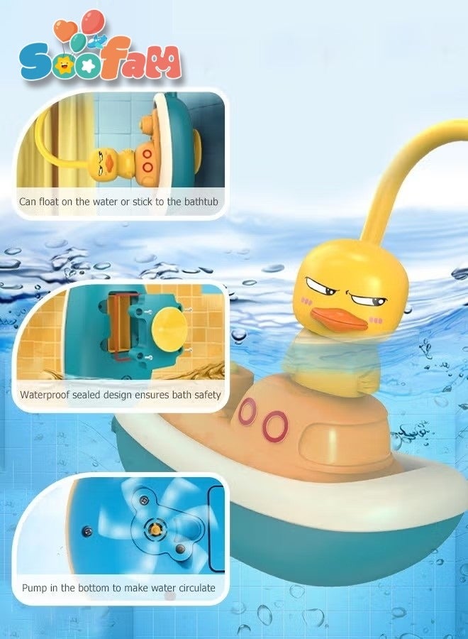 Soofam 8 Pieces Kids Cute Duck Bath Shower Head Toys Set with Anti-bacterial Filter Water Spray Electric Sprinkler - Image 5