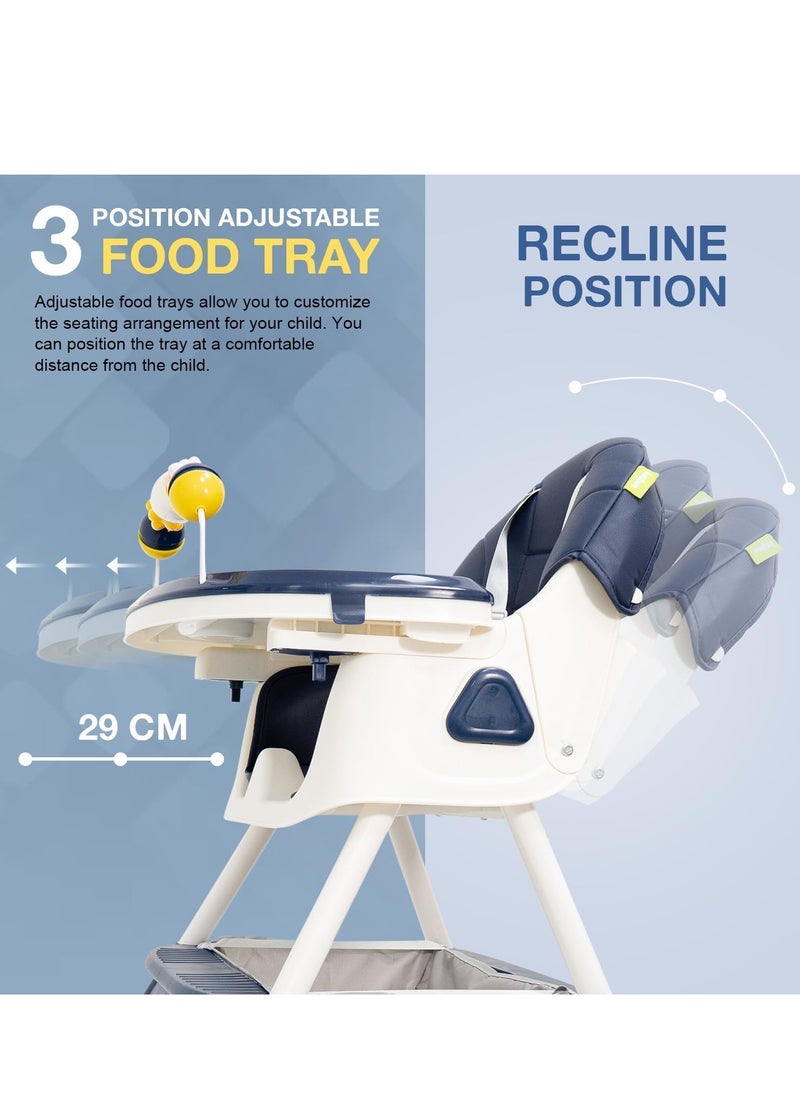 Generic - High Chair with Play Bar and Adjustable Chair Back | Newborn Feeding Chair | Chair with Removable and Adjustable Double Meal Tray E560 (Blue) - Image 1