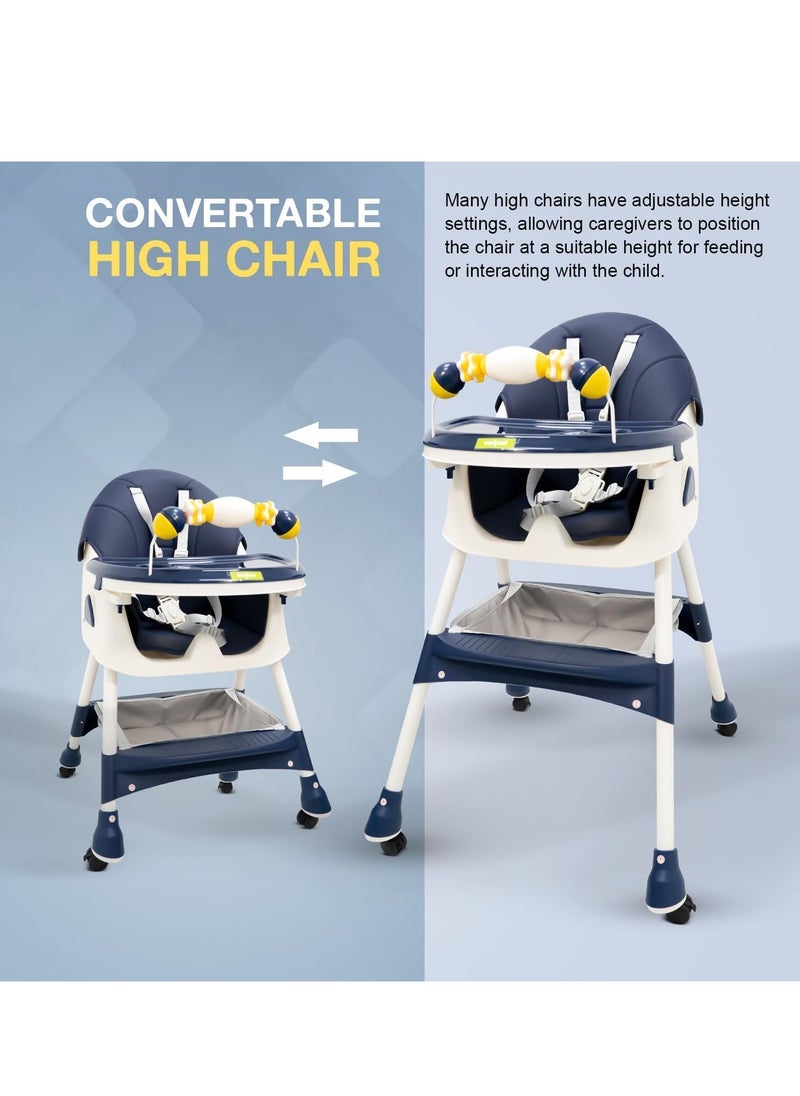 Generic - High Chair with Play Bar and Adjustable Chair Back | Newborn Feeding Chair | Chair with Removable and Adjustable Double Meal Tray E560 (Blue) - Image 1