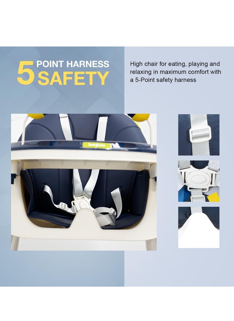 Generic - High Chair with Play Bar and Adjustable Chair Back | Newborn Feeding Chair | Chair with Removable and Adjustable Double Meal Tray E560 (Blue) - Image 1