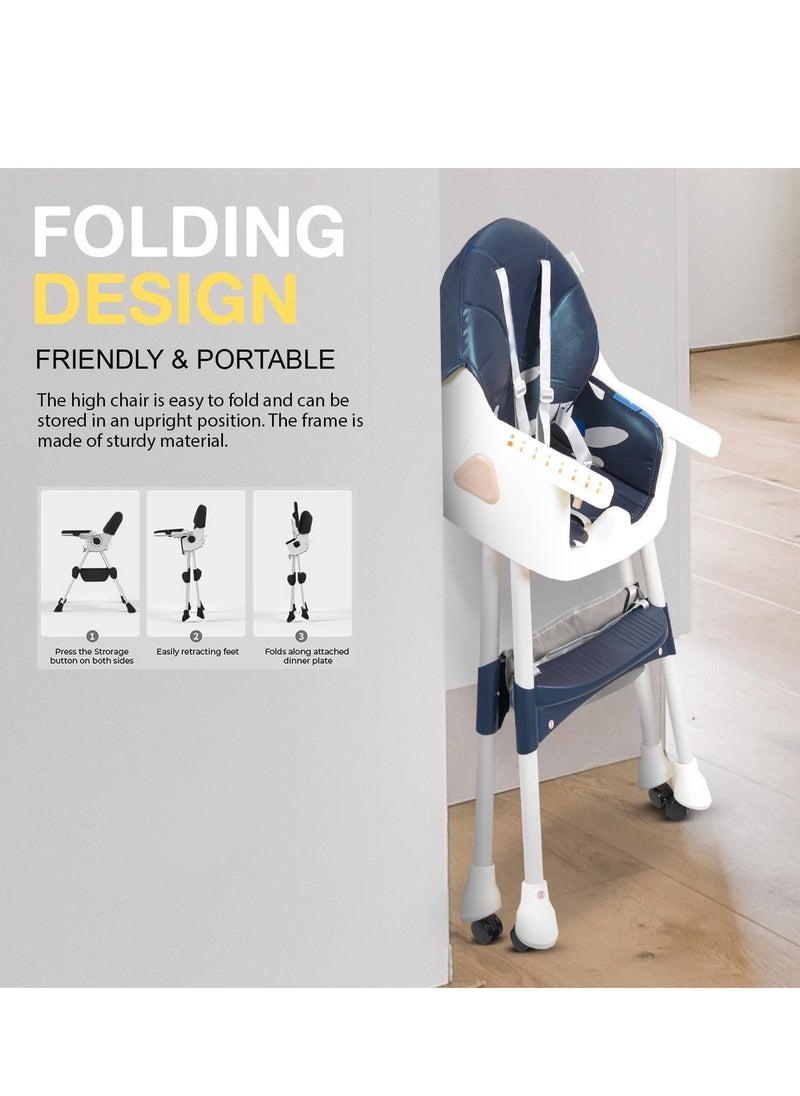 Generic - High Chair with Play Bar and Adjustable Chair Back | Newborn Feeding Chair | Chair with Removable and Adjustable Double Meal Tray E560 (Blue) - Image 1
