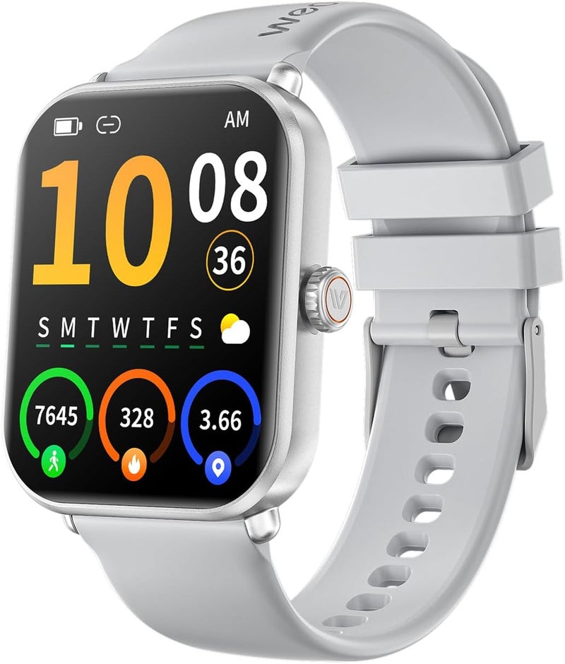 Weofly Active2 Smart Watch with 1.85" HD Touch Screen - Fitness Tracker for Men and Women with 100+ Sport Modes, Heart Rate, Blood Oxygen, and Sleep Monitor - IP68 Waterproof (Silver) - Image 1