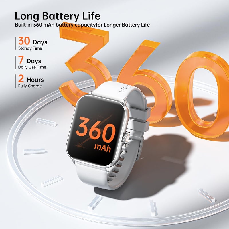 Weofly Active2 Smart Watch with 1.85" HD Touch Screen - Fitness Tracker for Men and Women with 100+ Sport Modes, Heart Rate, Blood Oxygen, and Sleep Monitor - IP68 Waterproof (Silver) - Image 5