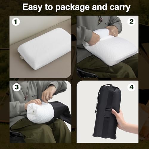 Vekkia Travel Pillow, Memory Foam Pillow Compressible Camping Pillow with Washable Cover,Ergonomic Supportive Pillow for Sleeping Ideal for Adults Kids Travel, Hiking, Airplane and Car-S - Image 3