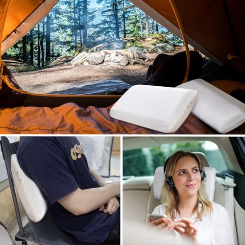 Vekkia Travel Pillow, Memory Foam Pillow Compressible Camping Pillow with Washable Cover,Ergonomic Supportive Pillow for Sleeping Ideal for Adults Kids Travel, Hiking, Airplane and Car-S - Image 5