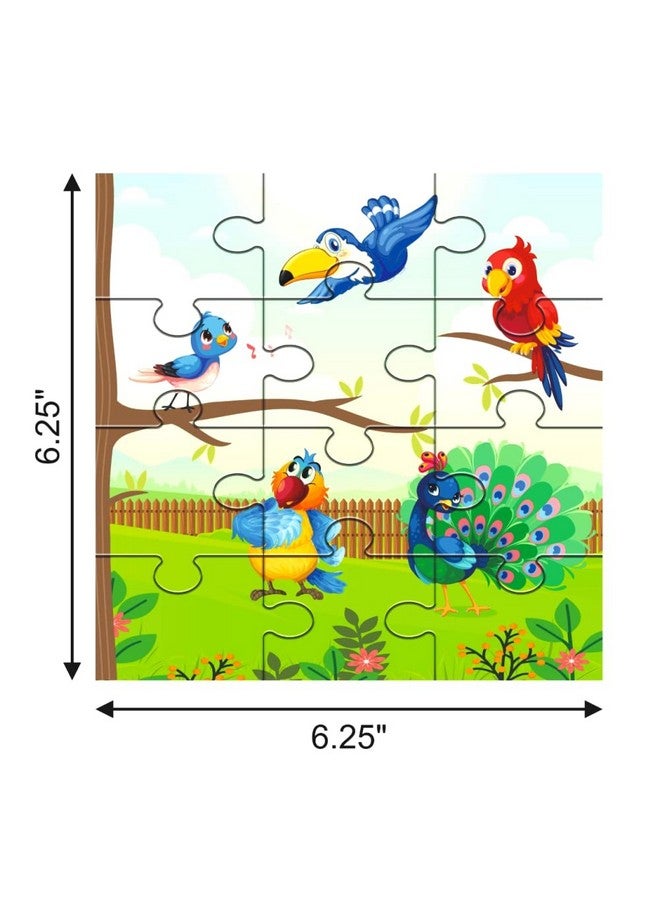 Yey 6 in 1 Animals Jigsaw Puzzles for Kids | Jungle Animals, Polar Animals, Dinosaurs, Exotic-Birds, Farm Animals & Marine Animals - Set of 6 Educational Puzzles, Multicolor, 6.25 x 6.25 inches - Image 4