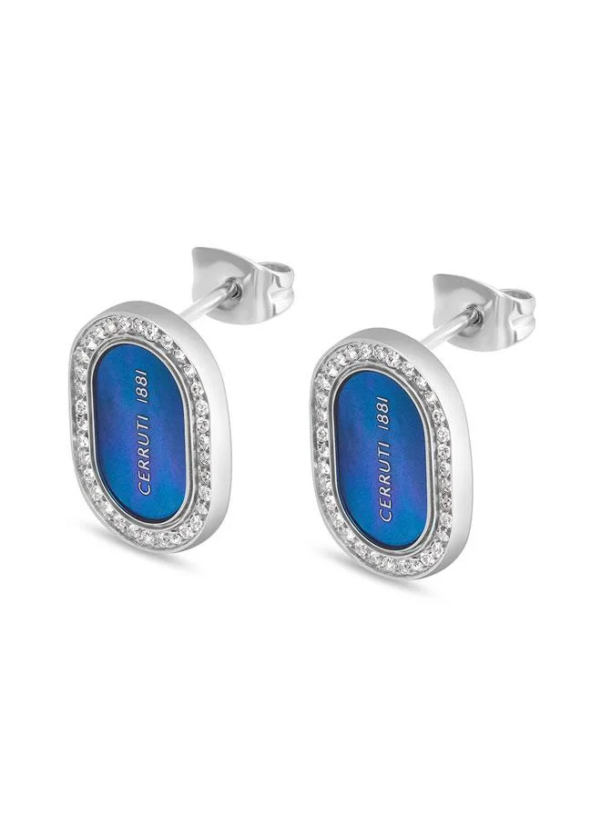شيروتي 1881 Aosta Blue Mother-of-pearl Stainless Steel Stud Earrings for Women 18mm