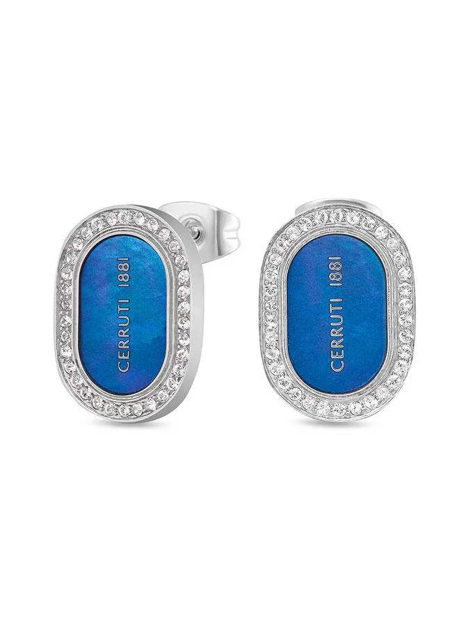 Aosta Blue Mother-of-pearl Stainless Steel Stud Earrings for Women 18mm