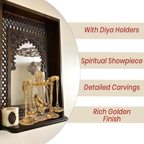 Kartique Brass Ganesh Jhula Idol | Ganesha on Swing Murti for Home, Mandir, Office Decor | Ganpati Bappa Statue for Housewarming or Couple Gift | 8.5 Inch Gold Finish - Image 5