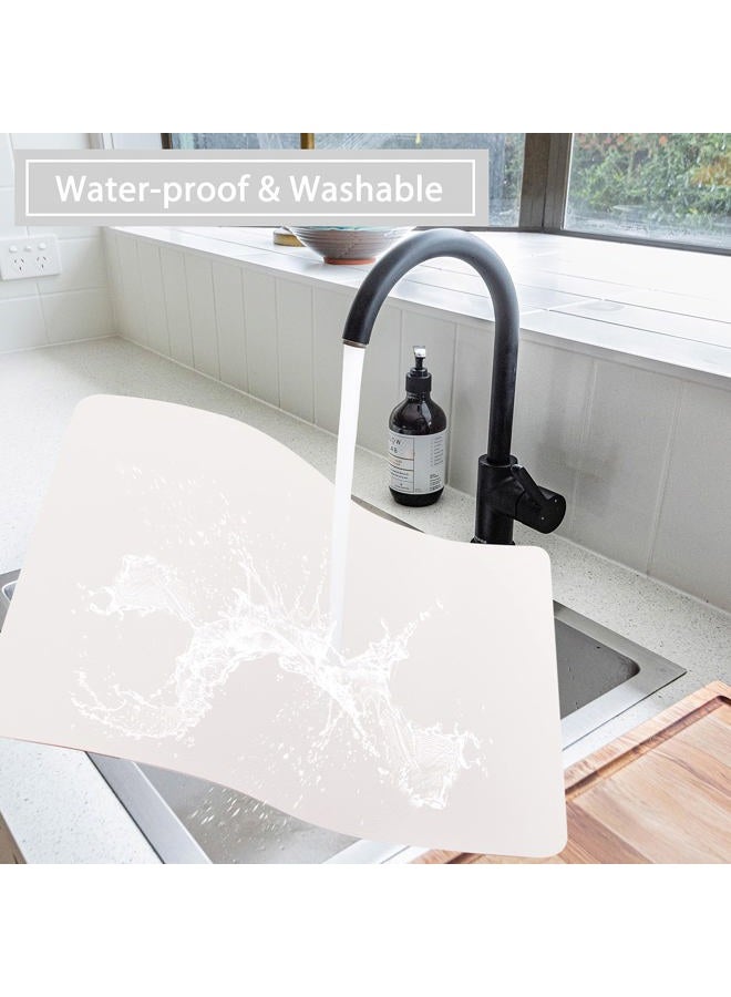 Jovono Wipeable Placemats Leather Table Mats Waterproof Heat-Resistant Easy to Clean Set of 6 White - Image 4