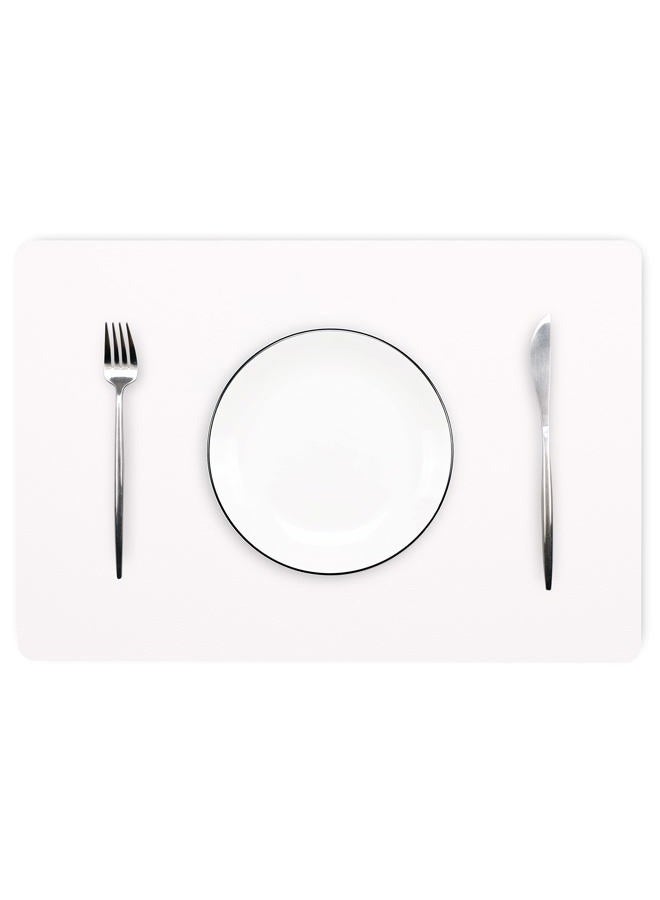 Jovono Wipeable Placemats Leather Table Mats Waterproof Heat-Resistant Easy to Clean Set of 6 White - Image 1