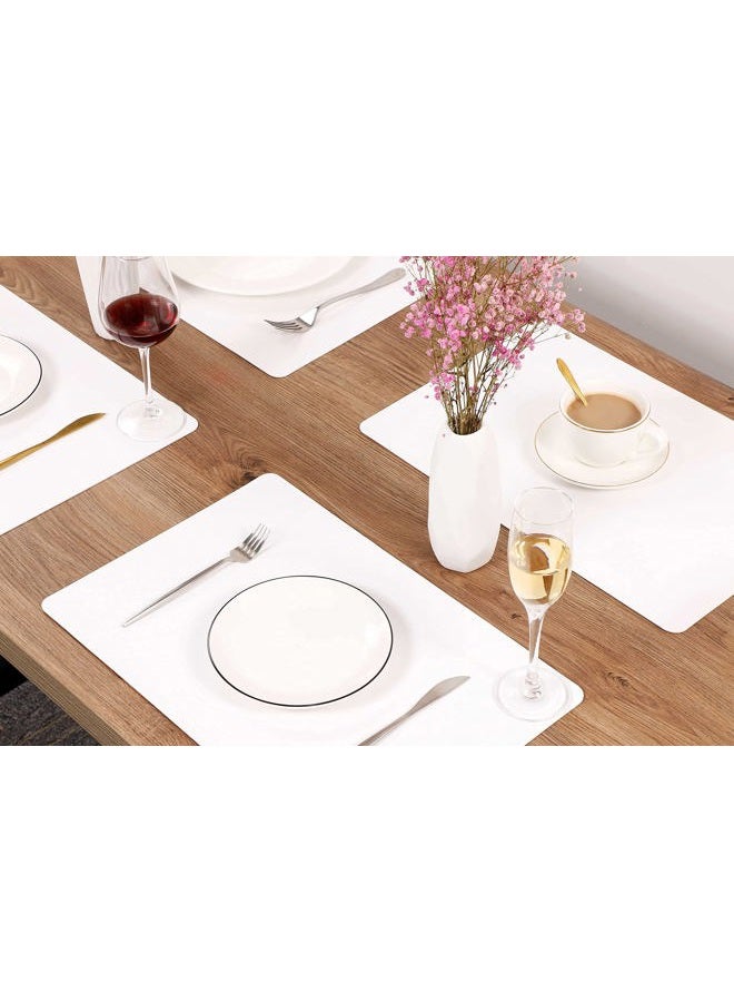 Jovono Wipeable Placemats Leather Table Mats Waterproof Heat-Resistant Easy to Clean Set of 6 White - Image 2