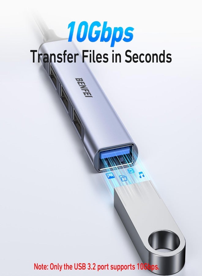 BENFEI 4-Port USB Hub: 1x 10Gbps USB 3.2 + 3X USB 2.0- for Mouse, Keyboard, Flash Drive, Printer - Compatible with Laptop, PC, Xbox, PS5 - Image 3