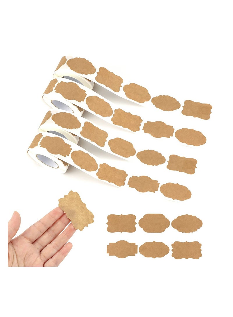 1200 PCS 1.2 x 2 Jar Name Labels, Natural Brown Kraft Paper Sticker Labels, Self-Adhesive Handmade Gift Tags Stickers for Holiday Glass Essential Oil Bottle  Jars Food Craft, 6 Styles - Image 1