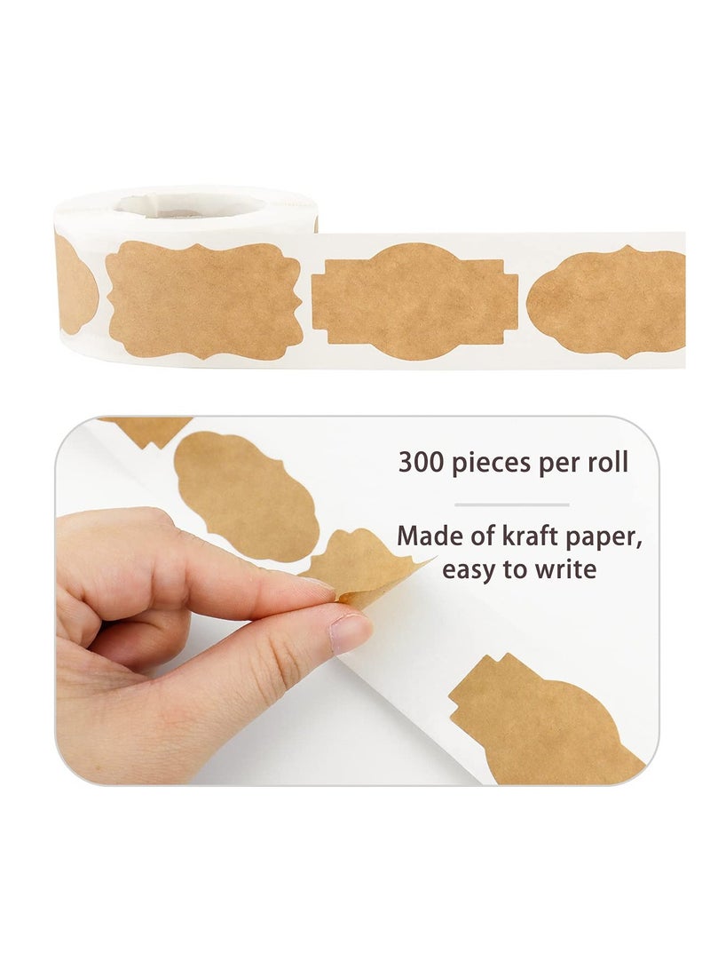 1200 PCS 1.2 x 2 Jar Name Labels, Natural Brown Kraft Paper Sticker Labels, Self-Adhesive Handmade Gift Tags Stickers for Holiday Glass Essential Oil Bottle  Jars Food Craft, 6 Styles - Image 3