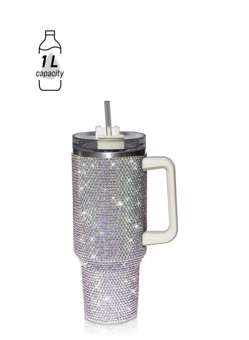 آذاد 40 أونصة من حجر الراين تمبلر الفولاذ المقاوم للصدأ كأس النساء الماس اللامع سيارة السفر ثيرموس القهوة زجاجة الماء