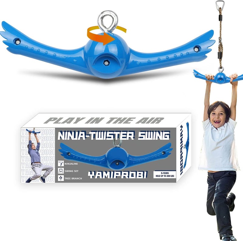 YAMIPROBI Ninja-Twister Swing Spins Set: Slackline Attachments - 360° Handle Twist-Spin Flips Toy Activate Ninja Powers - Ninja Warrior Accessories - Kids Ninja Hang Toys for Playground Backyard - Image 1